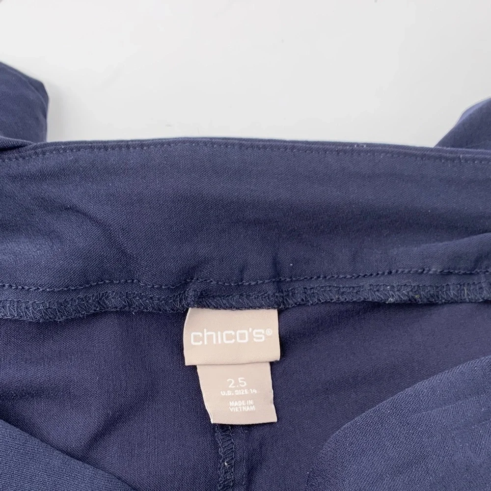 Chicos pull-on cropped pants navy blue stretch trousers women 2.5 14 Large